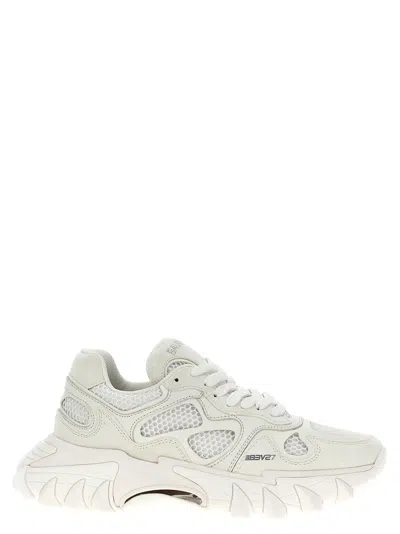 Balmain B-east Leather And Suede Sneakers In White