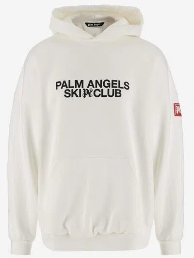 Palm Angels Cotton Sweatshirt With Logo In White