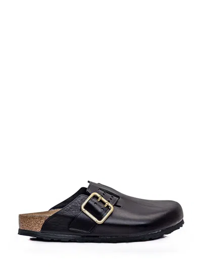 Birkenstock Boston Bold Leather Slippers In Black  