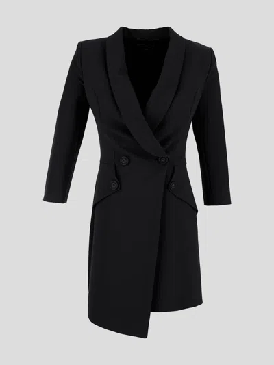 Elisabetta Franchi Double Breasted Blazer Dress In Black