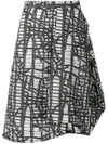 CHALAYAN CHALAYAN ASYMMETRIC GRAPHIC PRINT SKIRT - BLACK,WL213FL40812264614