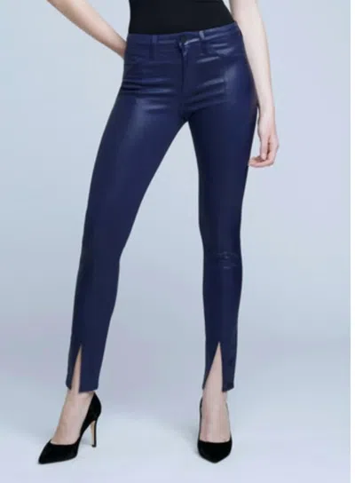 L Agence Jyothi High Rise Split Ankle Jean In Midnight Coated In Blue
