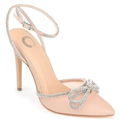 Journee Collection Gracia Crystal Bow Stiletto Pump In Brown