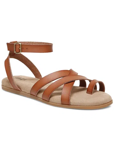 Style & Co Womens Square Toe Flats Flatform Sandals In Brown