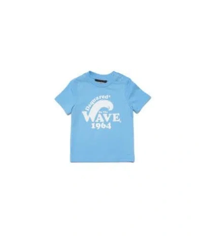 Dsquared2 Babies' Wave 1964-print Cotton T-shirt In Azzurra
