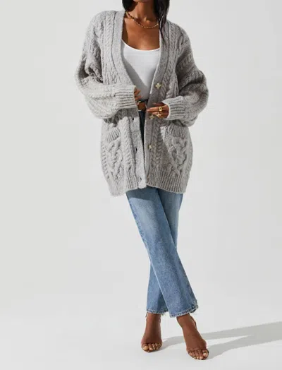 Astr The Label Charli Cable Knit Cardigan In Grey