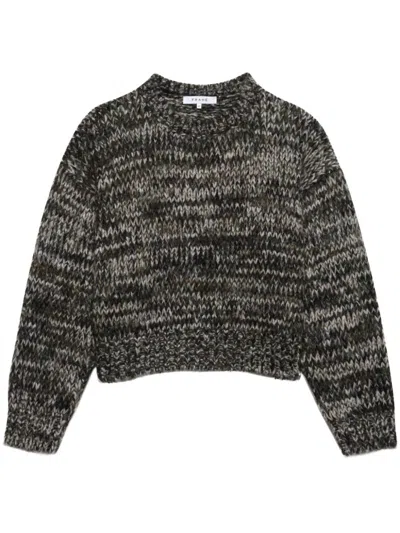 Frame Marled Crewneck Sweater In Grey