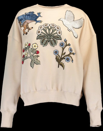 Alexander Mcqueen Cotton Sweatshirt W/ Embroidered Patches In Marble