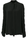 VERSACE VERSACE RUCHED SLEEVE SHIRT - BLACK,A77133A21647712173737