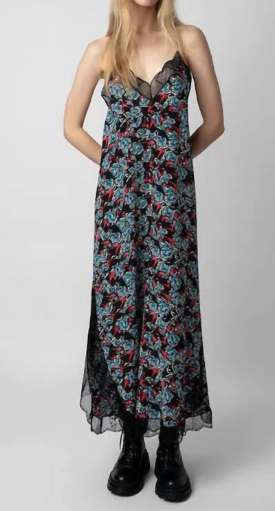 Zadig & Voltaire Risty Floral-print Lace-trim Slip Dress In Multi