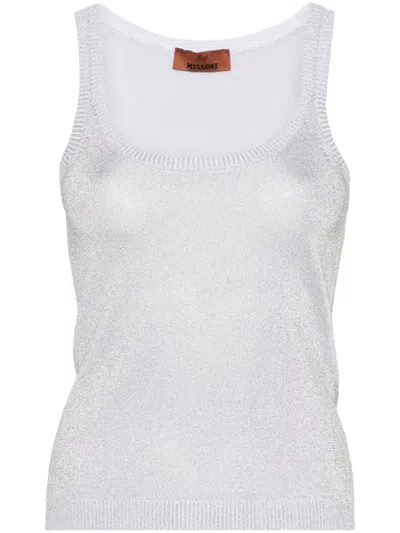 Missoni Sleeveless Lurex Tank Top In Silver