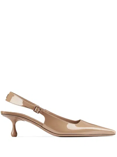 Jimmy Choo Womens Biscuit Amel 50 Slingback Leather Heeled Courts