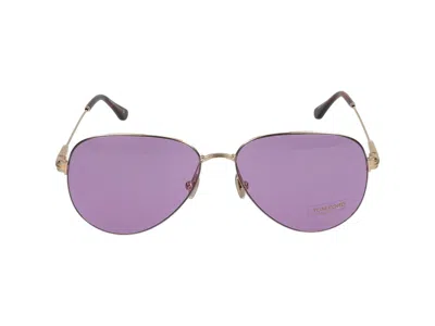 Tom Ford Sunglasses In Polished Rosé Gold/purple