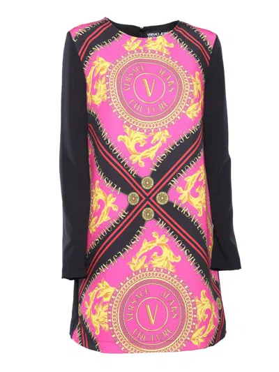 Versace Jeans Couture Cady Logo Panel Mini Dress In Pink