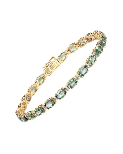 Diana M. Fine Jewelry 14k 12.79 Ct. Tw. Diamond & Green Sapphire Tennis Bracelet In Gold