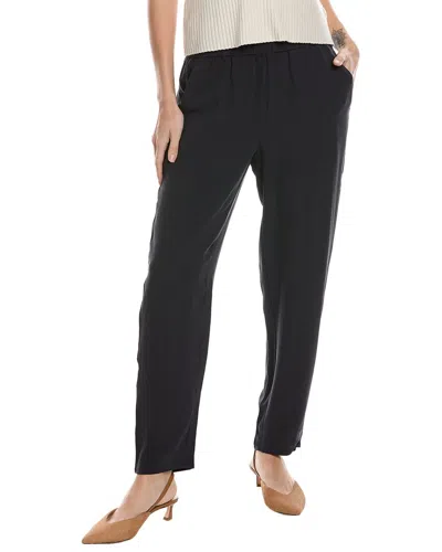Eileen Fisher High Waisted Silk Tapered Ankle Pant In Blue