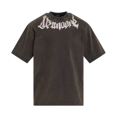 We11 Done Washed Collar Logo T-shirt In Brown