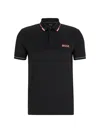 Hugo Boss Slim-fit Polo Shirt With Contrast Logos In Black