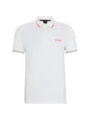 Hugo Boss Slim-fit Polo Shirt With Contrast Logos In White