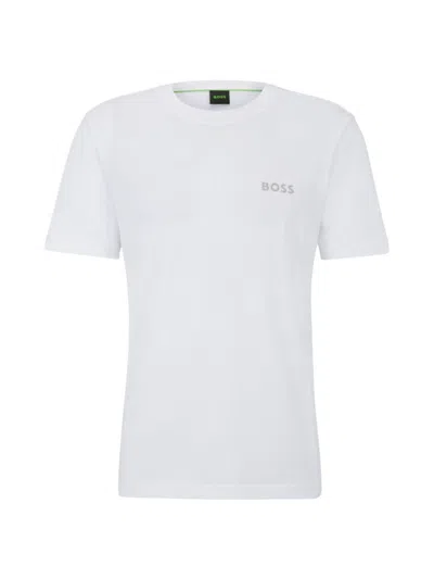 Hugo Boss Cotton-jersey Regular-fit T-shirt With 3d Mesh Logo In White