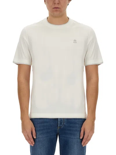 Brunello Cucinelli T-shirt With Logo In Bianco