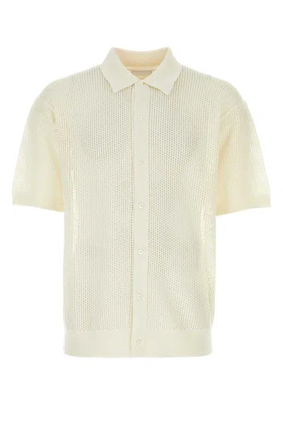 Prada Short-sleeved Collared Cardigan In Bianco