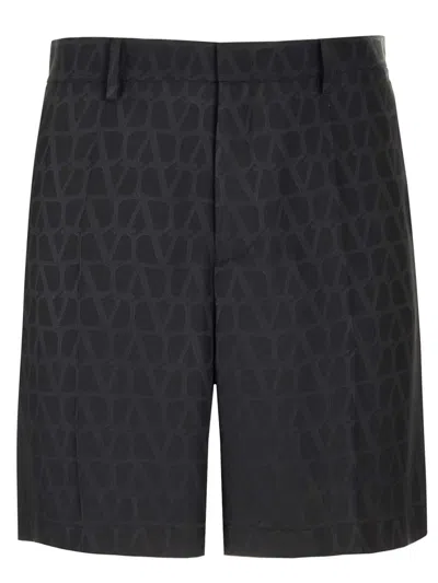Valentino Toile Iconographe Silk Shorts In Black