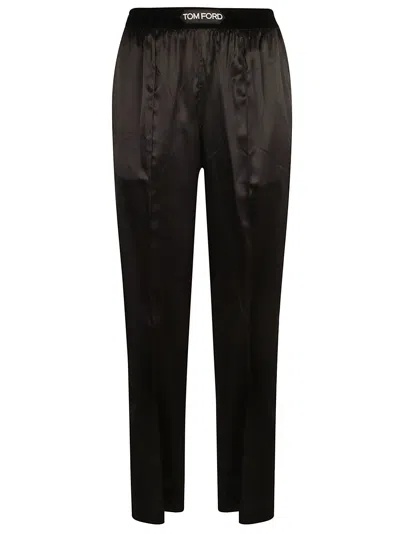 Tom Ford Logo Waist Track Trousers In Black