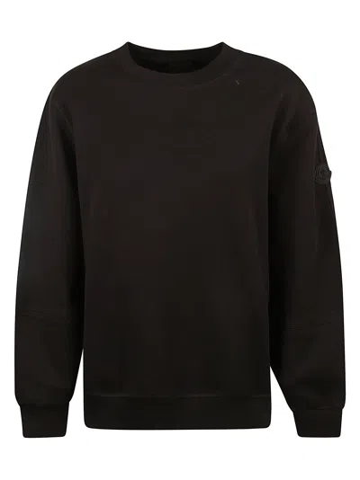 Moncler Logo Patched Rib Sweatshirt In Black