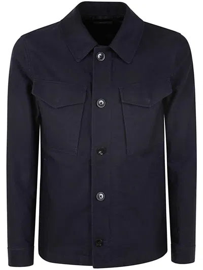 Tom Ford Chest Pocket Shirt Jacket In Blu Navy