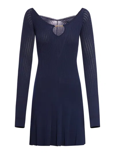 Jacquemus Navy 'la Mini Dressing Gown Pralu' Minidress In Blue