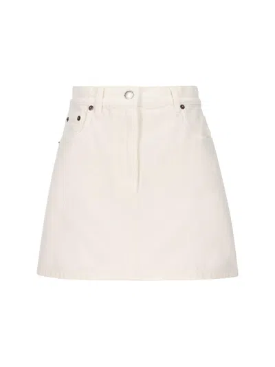 Prada Triangle-logo Mini Skirt In Cd White