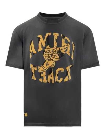 Amiri Track T-shirt In Faded Black