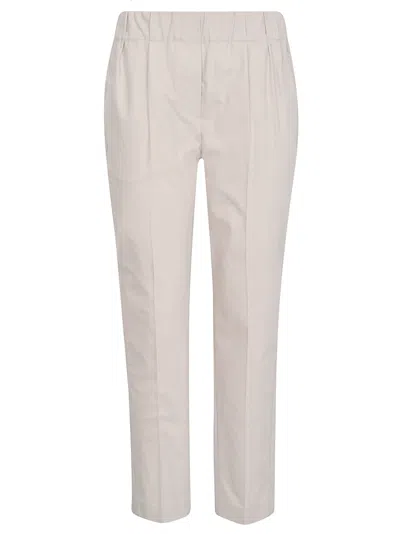 Brunello Cucinelli Elastic Waist Cropped Plain Trousers In Quarzo