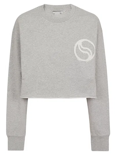 Stella Mccartney S-wave Cropped Sweatshirt In Light Grey Melange