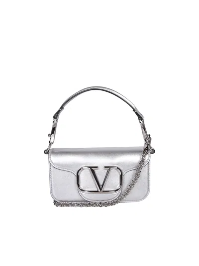 Valentino Garavani Leather Loco Shoulder Bag In Metallic
