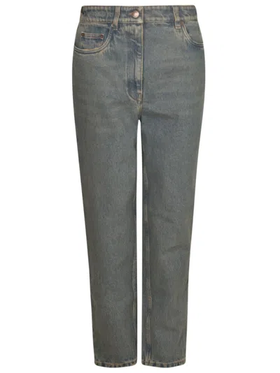 Prada Blue Regular Denim Jeans Women In Mid Blue