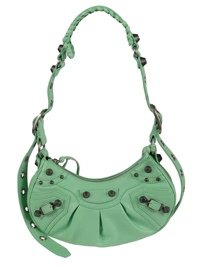 Balenciaga Le Cagole Xs Leather Shoulder Bag In Mint Green