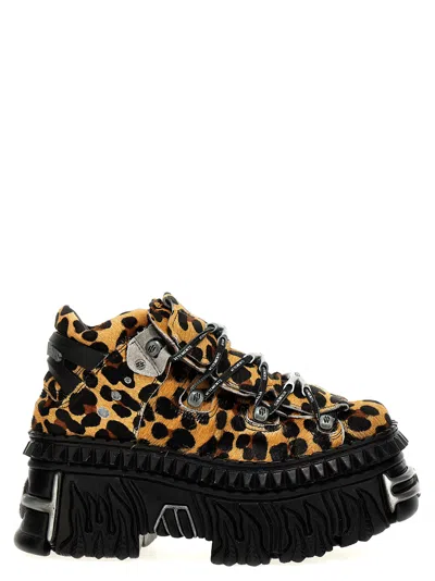 Vetements X New Rock Leopard Printed Platform Sneakers In Multicolor