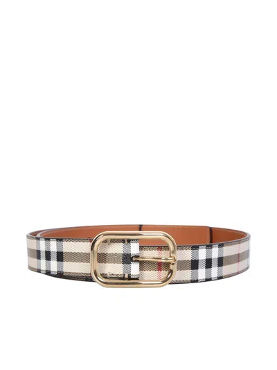 Burberry Checked Belt In Neutrals/black