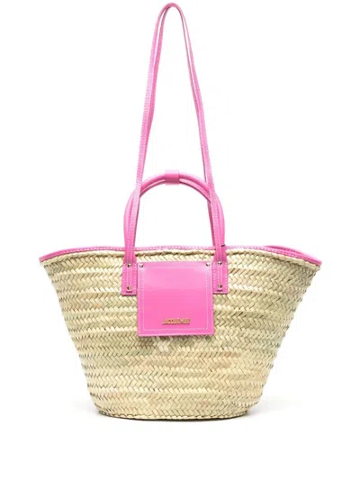 Jacquemus Le Panier Soli Beach Bag In Neon Pink