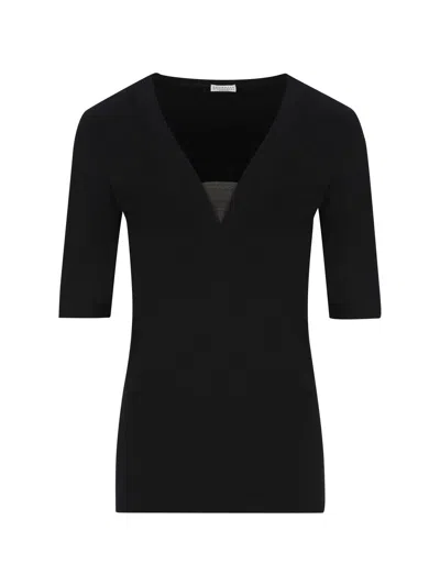 Brunello Cucinelli V-neck T-shirt In Negro