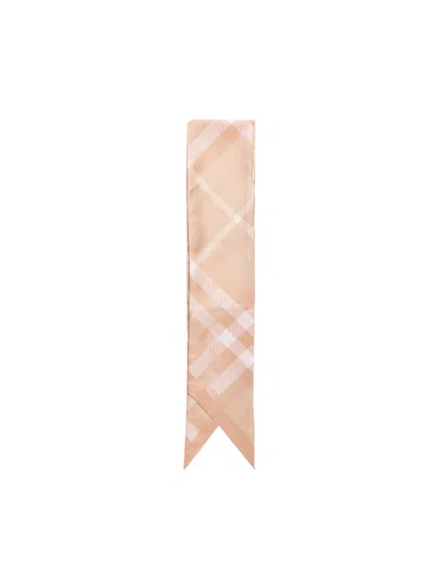 Burberry Thin Silk Check Scarf In Pink