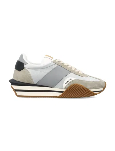 Tom Ford James Trainers In Silver+cream