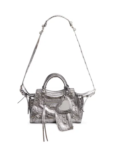 Balenciaga Women's Neo Cagole Xs Handbag Metallized In Silver