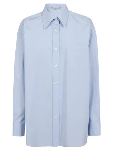 Stella Mccartney Oversized Button-front Shirt With Chiffon Back In Sky Blue