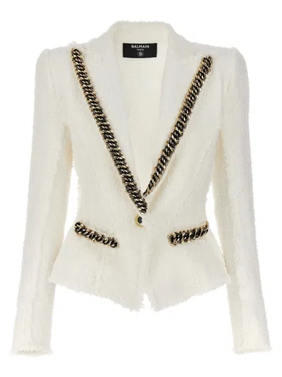 Balmain Tweed Blazer In White