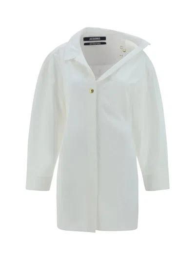 Jacquemus La Mini Dressing Gown Chemisier Dress In White