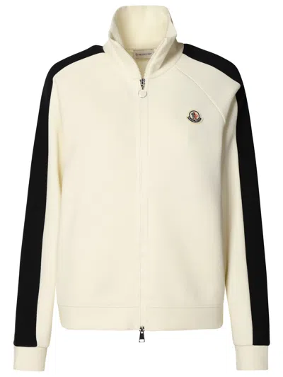 Moncler Ivory Cotton Blend Sweatshirt In White