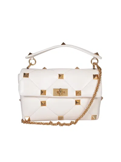 Valentino Garavani Valentino Roman Stud Ivory Bag In White